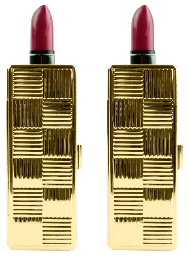 ستيفاني إمبورتس مجموعة من علبتي أحمر شفاه مستطيلتين عتيقتين من ستيفاني إمبورتس مع مرآة زجاجية (مربعات ذهبية) - Image 1