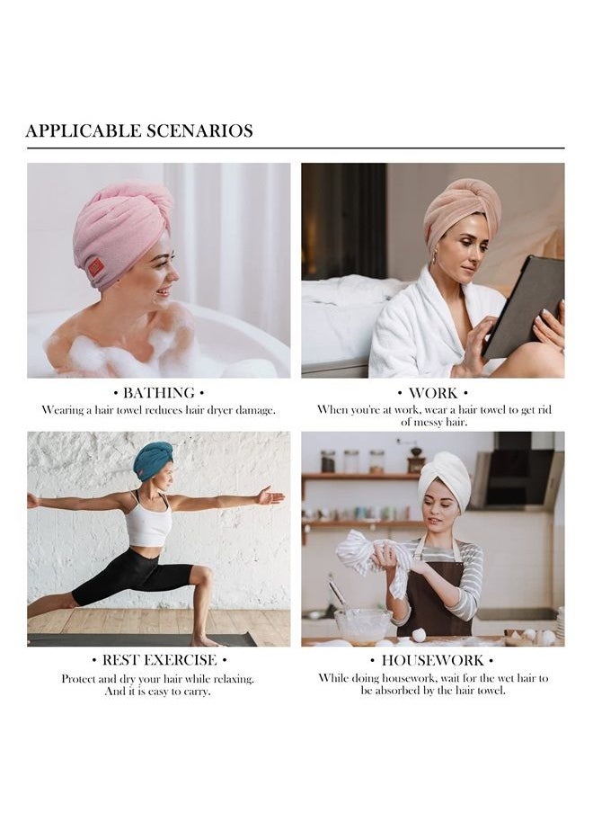 YoulerTex - Microfiber Hair Towel Wrap: Women 2 Pack 10 inch X 26 inch, Super Absorbent Quick Dry Hair Turban for Drying Curly Long & Thick Hair (Peachy Beige+White) - Image 1