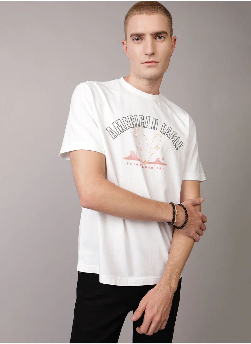 امريكان ايجل Embroidered Crew Neck Graphic T-Shirt