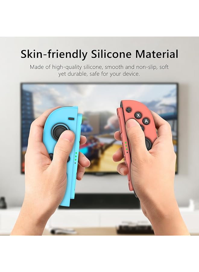 جراب سيليكون لجهاز تحكم Joy Con Switch 2 (برتقالي أزرق) - Image 3