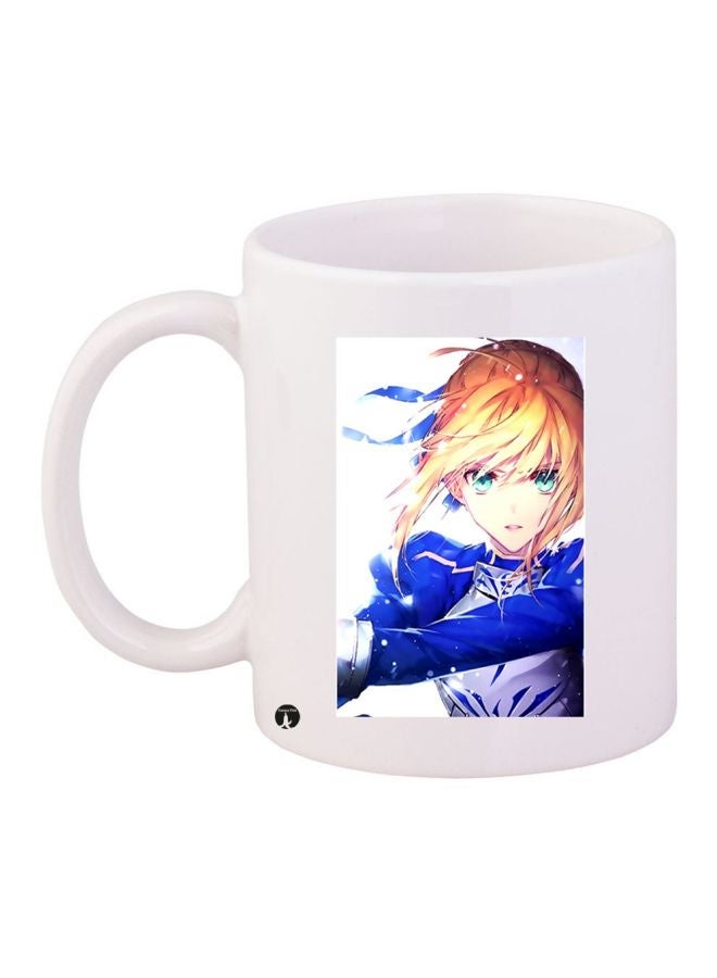 Anime Character Printed Coffee Mug White/Blue/Brown 11ounce