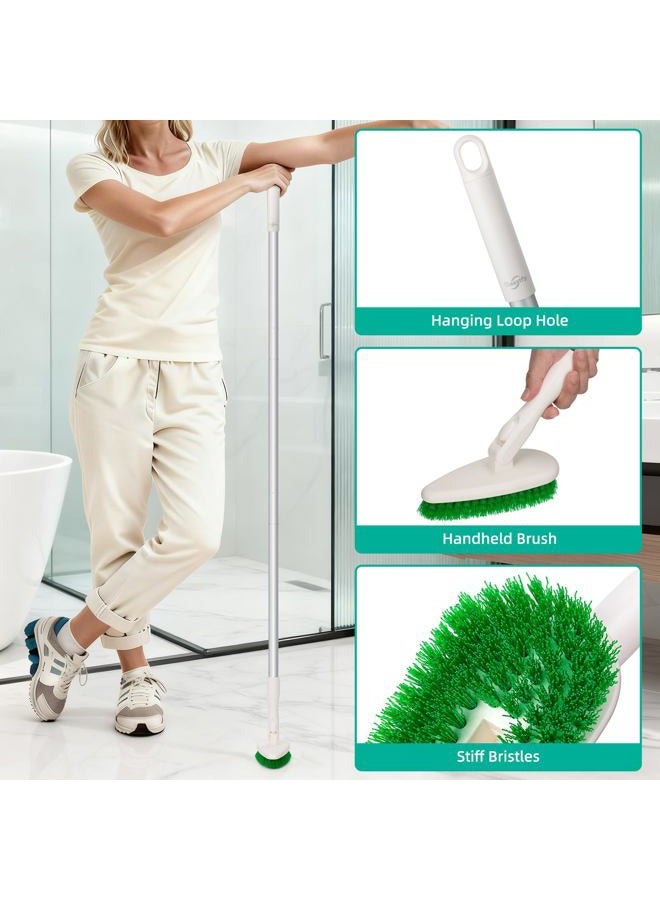 Qaestfy 4-in-1 Tub and Tile Shower Scrubber, 51'' Bathtub Cleaning Brush with Long Handle, Soft & Stiff Bristles Bathroom Scrub Brush, Non-Scratch Shower Cleaner Brush for Cleaning - Image 5
