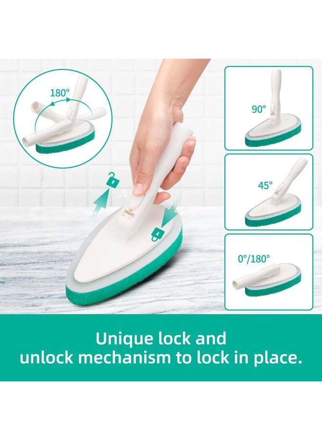 Qaestfy 4-in-1 Tub and Tile Shower Scrubber, 51'' Bathtub Cleaning Brush with Long Handle, Soft & Stiff Bristles Bathroom Scrub Brush, Non-Scratch Shower Cleaner Brush for Cleaning - Image 4