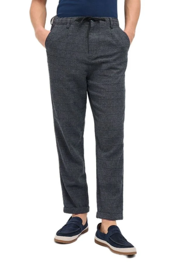 THE BEAR HOUSE Men's Grey Self Design Tapered Fit Elasticated Waist Casual Trouser Versatile Office and Travel Pants Comfortable Fit for Everyday Use Easy to Style Bottomwear for Work Weekend and Outings