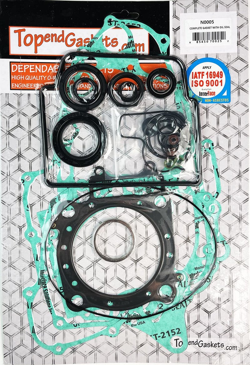 TopEndGaskets Top and Bottom End Engine Gasket Kit Set with Oil Seals for Honda TRX450R/TRX450ER - Image 2