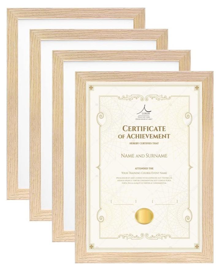 FASHION HOME 4 Packs A4 Display Picture Wall Hanging Photo Certificate Wooden Frame - Image 1