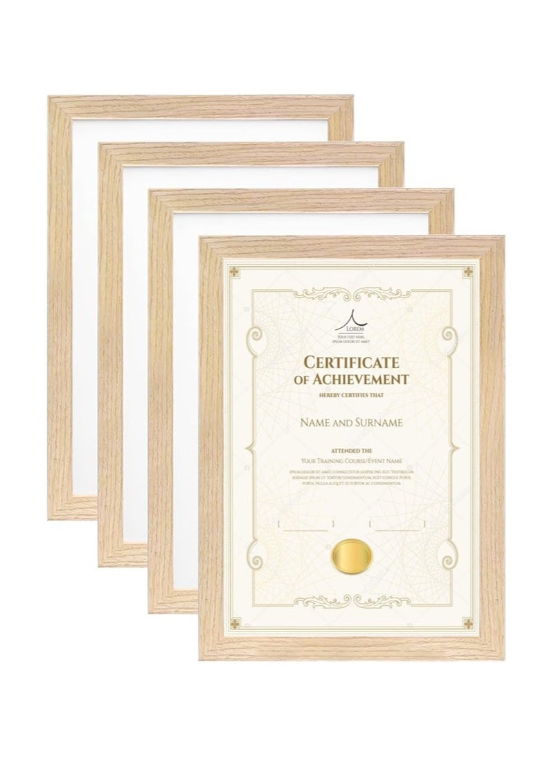 FASHION HOME 4 Packs A4 Display Picture Wall Hanging Photo Certificate Wooden Frame  - Image 1
