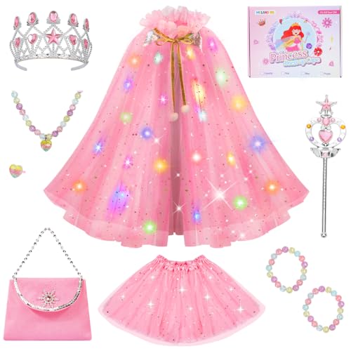 Meland Birthday Christmas Gift for Girls Light Up Princess Dress Up Clothes for Toddler 38 Halloween Costumes for Kids Princess Cape for Girl Toys - Image 1