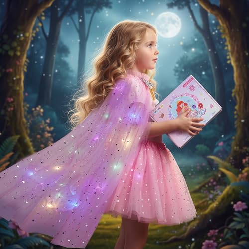 Meland Birthday Christmas Gift for Girls Light Up Princess Dress Up Clothes for Toddler 38 Halloween Costumes for Kids Princess Cape for Girl Toys - Image 5