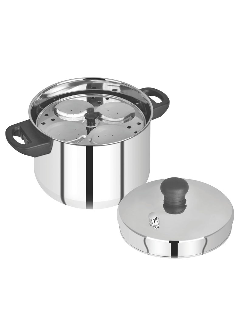 Pristine Pristine Stainless Steel Induction Compatible Long Lasting Traditional Idli Cooker with 4 Plate, 16 Idlis (20cm, Silver)  - Image 3
