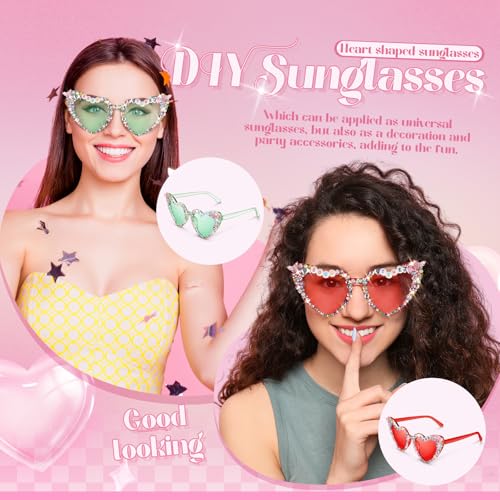 Jeere 6 Pack Heart Sunglasses for Women DIY Singer Sunglasses Kit Multicolor Heart Glasses for Fans Singer Party Favors(Multicolor) - Image 4