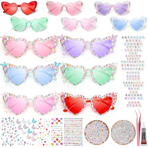Jeere 6 Pack Heart Sunglasses for Women DIY Singer Sunglasses Kit Multicolor Heart Glasses for Fans Singer Party Favors(Multicolor) - Image 1