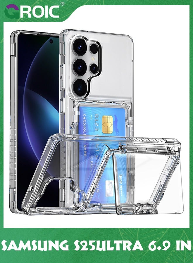GROIC for Samsung Galaxy S25 Ultra Case, Wallet Protective Phone Case with Credit Card Holder Heavy Duty Protection Shockproof Anti-Scratch Anti-Yellow Cover for Samsung Galaxy S25 Ultra Transparent  - Image 1
