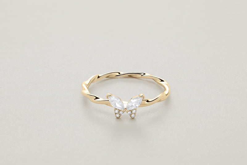 Milla Butterfly Ring for Women â€“ Dainty 925 Sterling Silver or 14K Gold Plated â€“ CZ Stones â€“ Tarnish-Free, Hypoallergenic â€“ Stackable Butterfly Rings (14K Gold Plated, Size 8) - Image 3