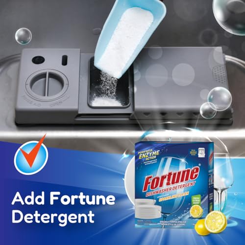 Fortune Dishwasher Detergent Powder - 1 Kg| Powerful Enzyme Cleaning for Tough Grease & Food Stains | Designed for Indian Cooking | For All Dishwashers - Image 4