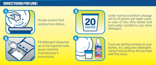 Fortune Dishwasher Detergent Powder - 1 Kg| Powerful Enzyme Cleaning for Tough Grease & Food Stains | Designed for Indian Cooking | For All Dishwashers - Image 2