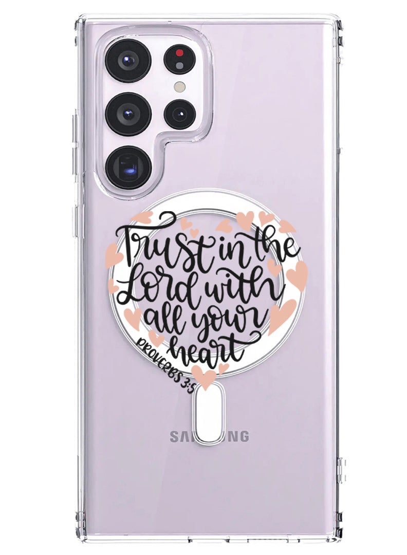 Theodor Magnetic Case for Samsung Galaxy S23 Ultra 6.8-inch Compatible with MagSafe Wireless Charging, Shockproof Phone Bumper Cover Trust in the lord with all your heart copy - Image 1