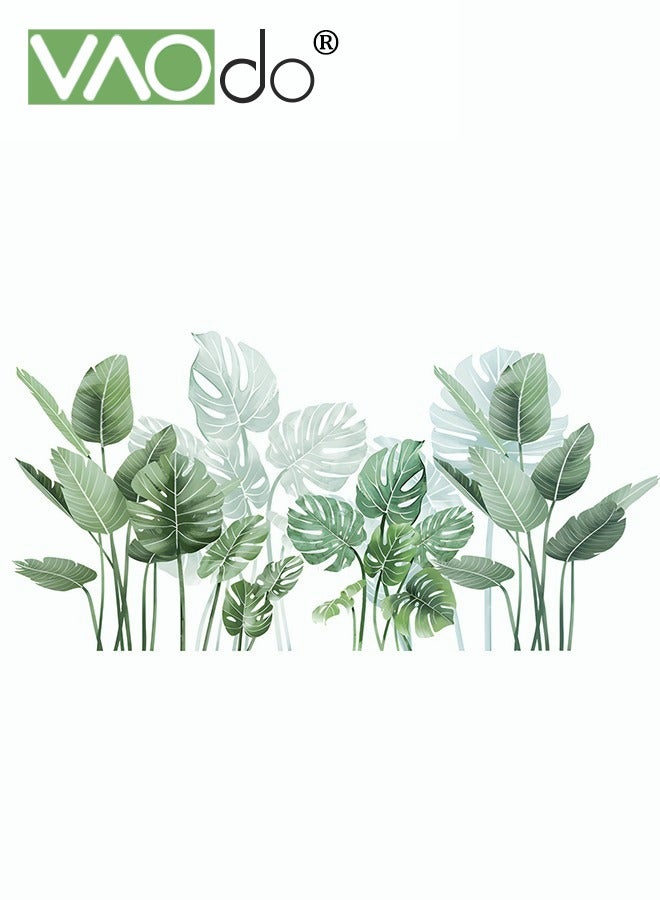 فاو دو ملصق حائط على شكل أوراق سلحفاة كبير أخضر ورق حائط إبداعي للنباتات الخضراء تزيين المنزل مادة بولي كلوريد الفينيل قابلة للإزالة ملصق جديد - Image 1