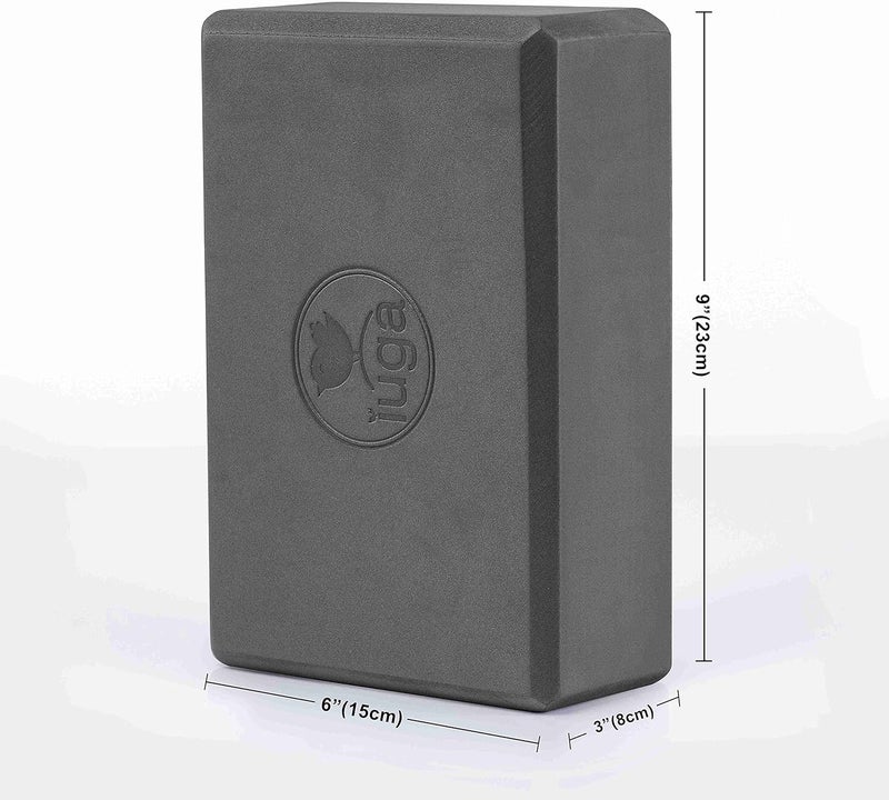 IUGA كتل اليوغا 2 عبوة مع حزام غير قابل للانزلاق كثافة عالية 9"x6"x3" كتلة يوغا صلبة وفلين مع حزام يوغا لتحسين القوة والتوازن لليوغا والبيلاتس والتأمل - Image 2