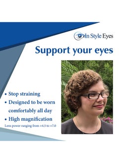 In Style Eyes Super Strength Ii High Magnification Reading Glasses Fullrimmed Rectangle Frame Nonpolarized Lens Black 7.0X  - Image 2