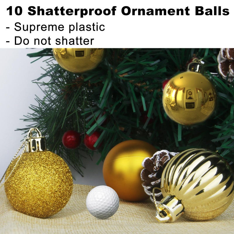 GameXcel Gold 3.2"" Large Christmas Balls - Christmas Tree Decoration Ornaments Shatterproof Hanging Balls for Birthday Halloween Holiday Wedding Decorations Set of 10pcs - Image 3
