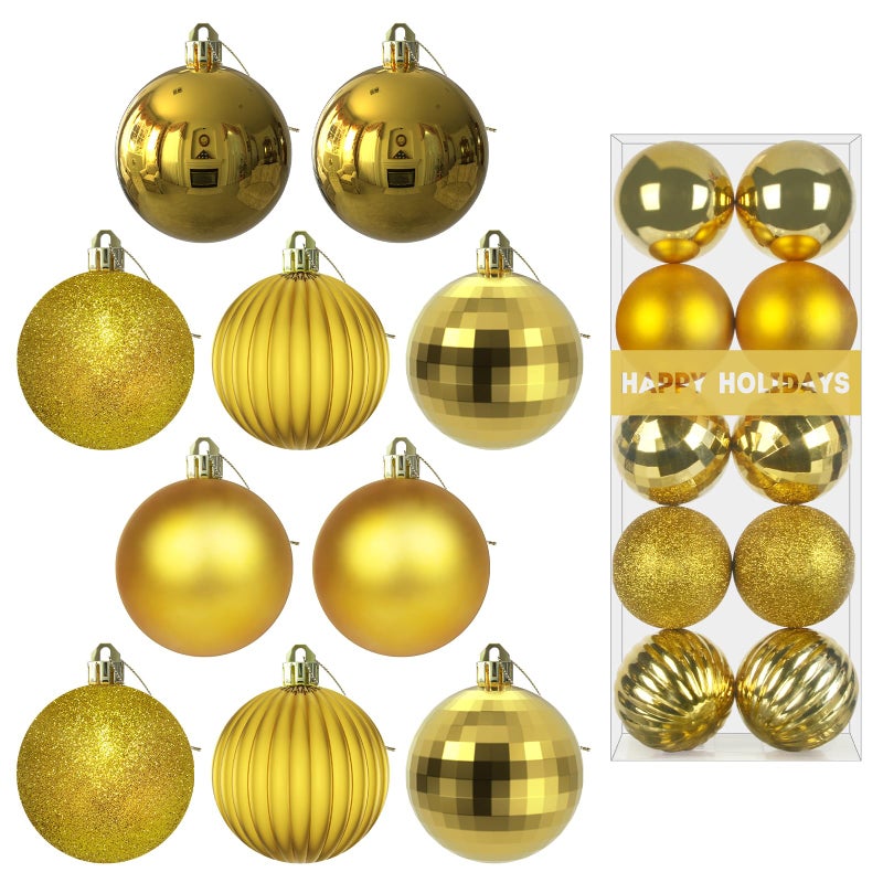 GameXcel Gold 3.2"" Large Christmas Balls - Christmas Tree Decoration Ornaments Shatterproof Hanging Balls for Birthday Halloween Holiday Wedding Decorations Set of 10pcs - Image 1