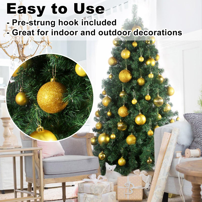 GameXcel Gold 3.2"" Large Christmas Balls - Christmas Tree Decoration Ornaments Shatterproof Hanging Balls for Birthday Halloween Holiday Wedding Decorations Set of 10pcs - Image 5