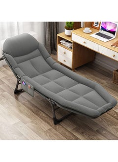 DubaiGallery Outdoor Sleeping Cots Bed for Adults, 5-Position Folding Chaise Lounge Chairs with Mattress, Portable Folding Camping Cot Lounge Chair for Pool Beach Lawn Home Office,Plaid  - Image 3