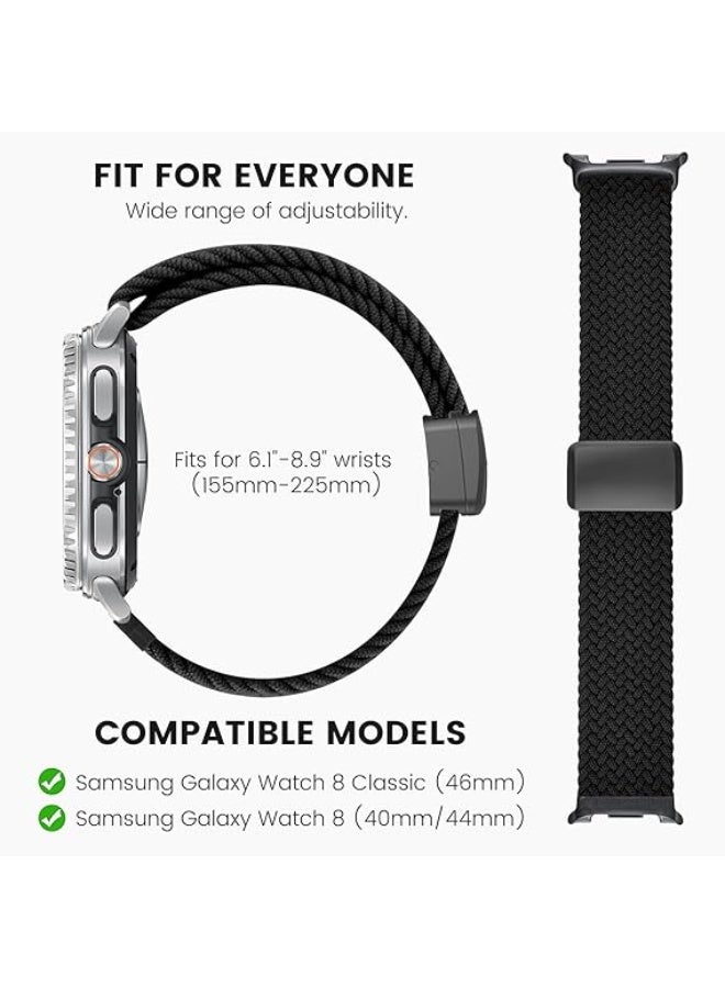 Stretchy Braided Bands Compatible with Samsung Galaxy Watch 8 Band 40mm 44mm/Galaxy Watch 8 Classic 46mm, Elastic Nylon Wristband Sport Strap for Galaxy Watch 8 2025 Women Men - Image 5