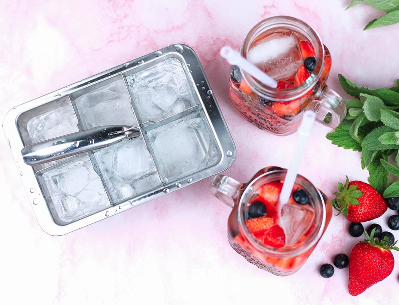 Ecozoi Stainless Steel Metal Ice Cube Trays With Easy Release Handle - 2 Pack | 12 Large Ice Cube Slots | Removable Slots For Easy Ice Cube Removal And Cleaning | Eco Friendly, Plastic Free - Image 2