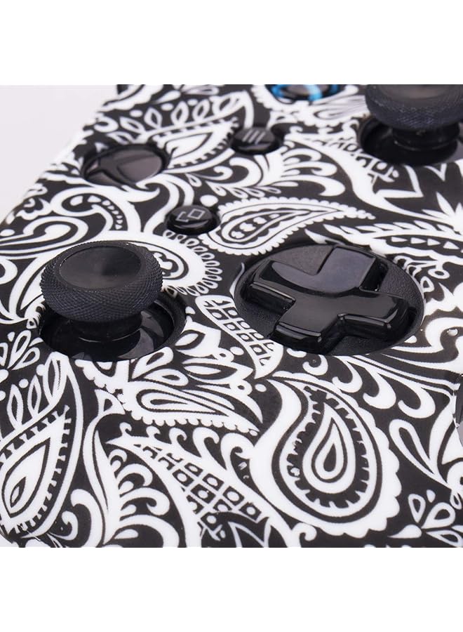 Printing Rubber Silicone Cover Skin Case For Xbox One S/X Controller X 1(Flowers&White) With Pro Thumb Grips X 8 - Image 3