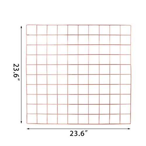 GRIDYMEN Multifunction Electroplated Bling Metal Mesh Grid Panel, Wall Photo Artwork Display and Organizer for College Dorm Living Room, Pack of 1 Pcs, 23.6" x 23.6", Rose Gold - Image 3
