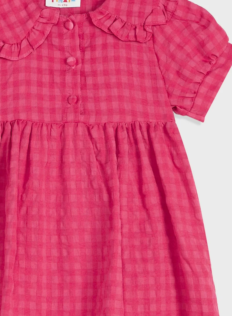 Pinata Girls Puff Sleeve Checked Dress
