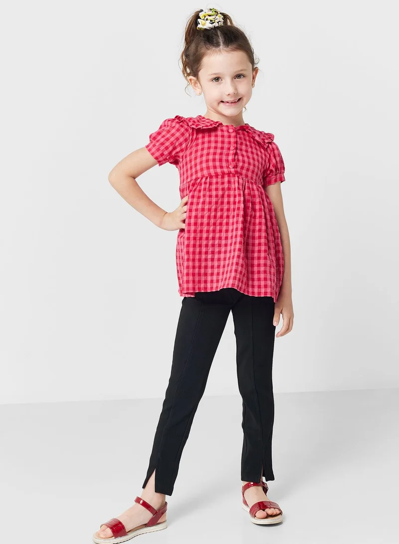 Pinata Girls Puff Sleeve Checked Dress