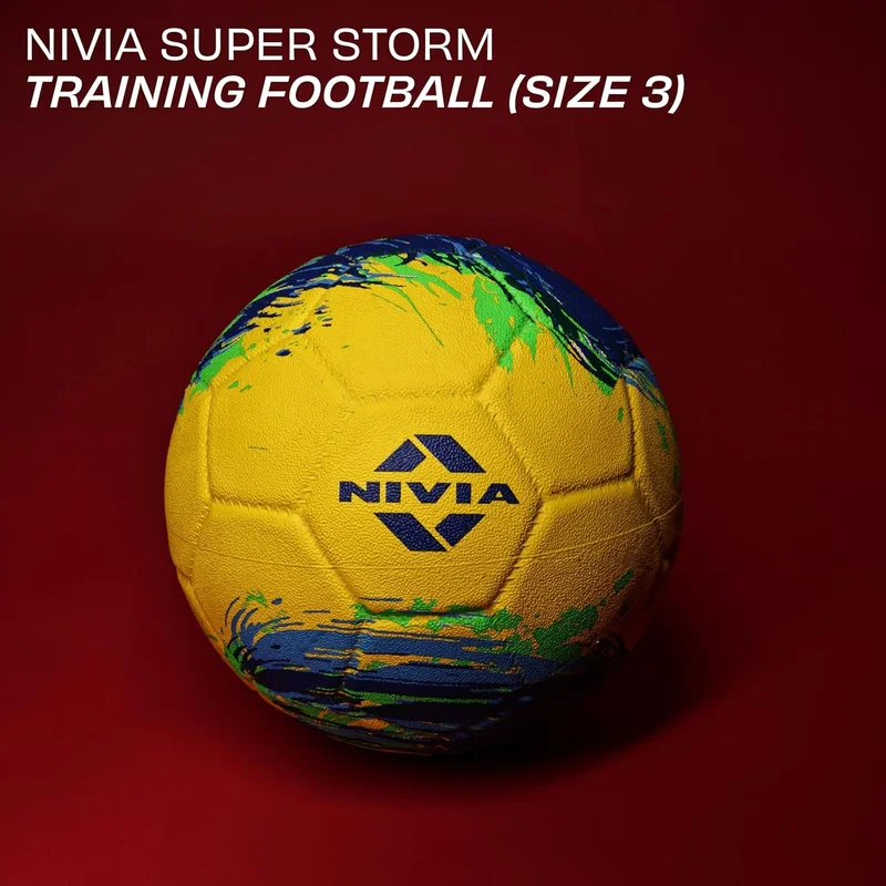نيفيا Nivia Super Storm Football - Durable Rubber Training Ball for Hard Ground and Artificial Turf