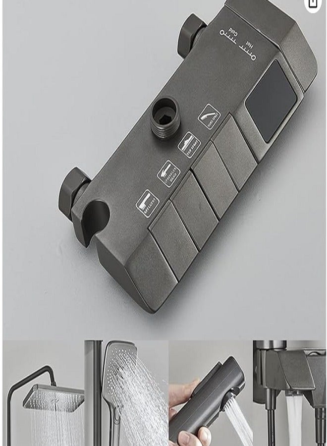 Bathroom Thermostatic Shower Mixer Set Bathroom Intelligent Piano Keys Shower Faucet Digital LCD 4 Function Wall Mount Rainfall Cold Hot Water Bathroom Shower System Overhead Rainfall Shower Head Twin  - Image 3