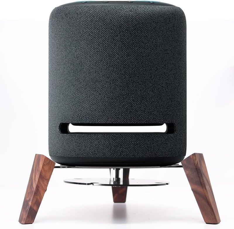 Alloery Universal Wooden Stand for Small Smart Speakers, Black (Black Walnut) - Image 1