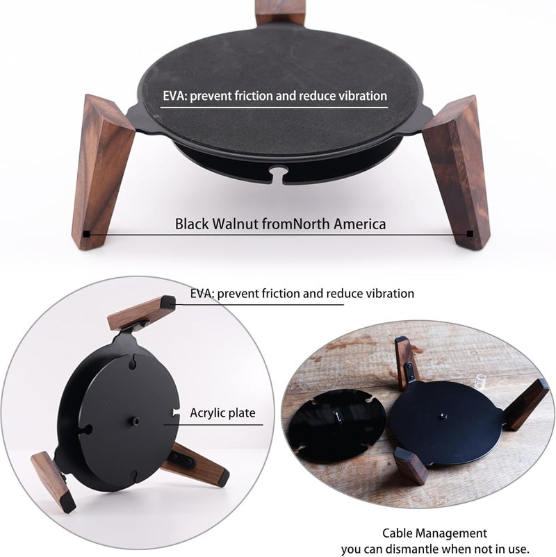 Alloery Universal Wooden Stand for Small Smart Speakers, Black (Black Walnut) - Image 5