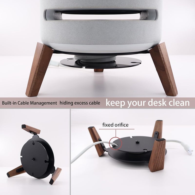 Alloery Universal Wooden Stand for Small Smart Speakers, Black (Black Walnut) - Image 3