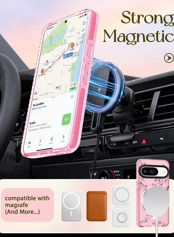 LOTADILO Cute for Google Pixel 9 Pro/9 Case - Compatible with Magsafe Magnetic Ring Holder Stand Kickstand for Women Girls Girly Funny Fashion TPU Phone Case, Peach Blossom - Image 5