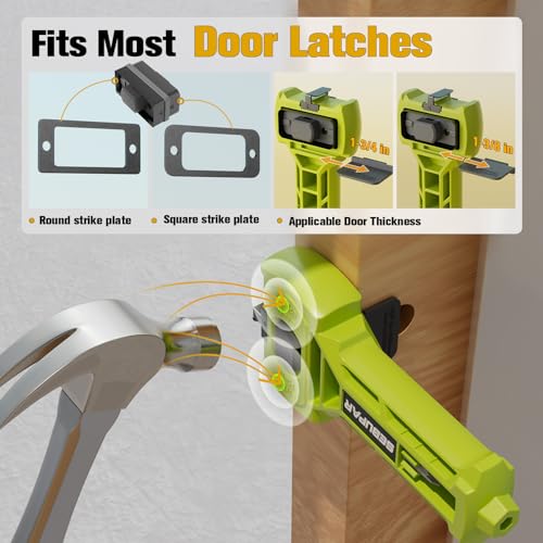 Sebupar Door Latch Kit, Door Latch Mortise Tool for Accurate Scoring and Chiseling, Door Installation Kit Fits for Square or Round Latch, 1-3/8" or 1-3/4" Thick Doors, Built-in Scoring and Chisel Tools - Image 2