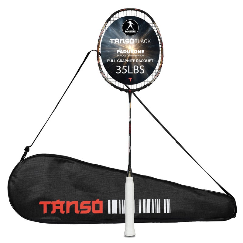 TANSO Black Aeroray Strung Professional Badminton Racket (35 Lbs Tension, 6.5mm Ultra Slim Solid Shaft, Recommended by Padukone School of Badminton) - Image 5