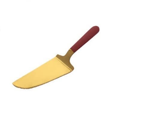 BEING CART� Cake Server Pie Holder Pie Cake Server, Stainless Steel Pizza Pastry, Dishwasher Safe - Gold(Red) - Image 1