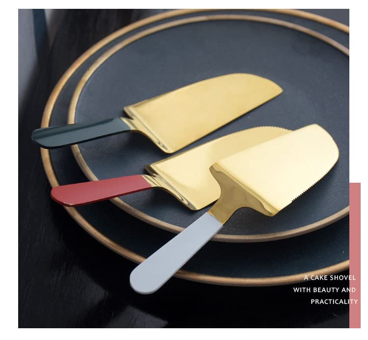 BEING CART� Cake Server Pie Holder Pie Cake Server, Stainless Steel Pizza Pastry, Dishwasher Safe - Gold(Red) - Image 5