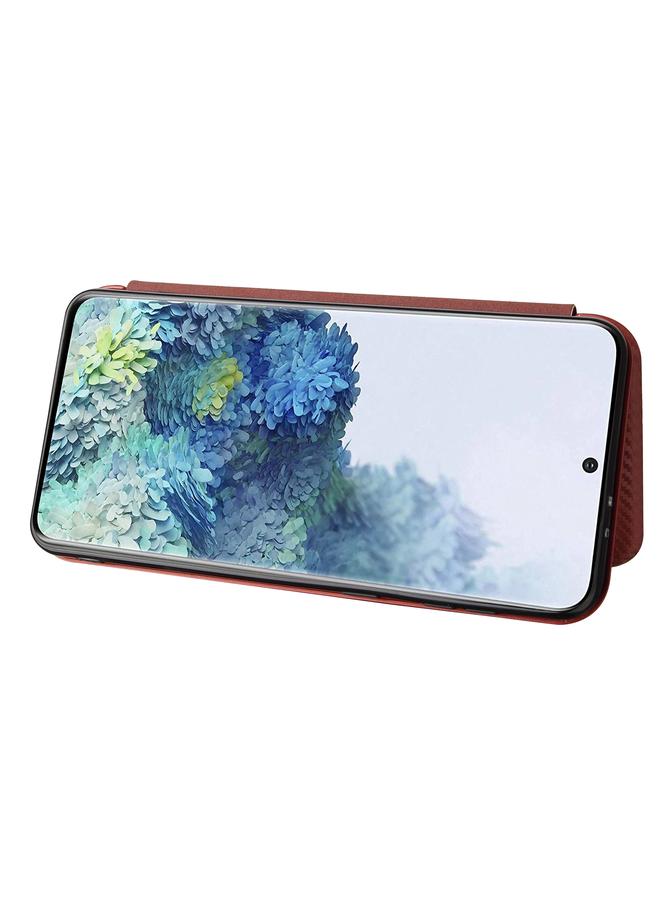 اس-توب جراب لهاتف Samsung Galaxy S21+ 5G مصنوع من ألياف الكربون بتصميم أفقي قابل للطي مصنوع من مادة TPU + PC + جلد PU مع فتحة للبطاقات - Image 3