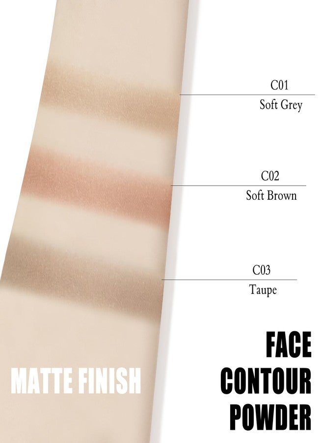 LSxia Cream Contour Powder Palette Kit with Brush & Mirror, Matte Bronzer Cool Toned Contour Powder Palette for Face Sculpting Makeup (#C03 Taupe) - Image 2