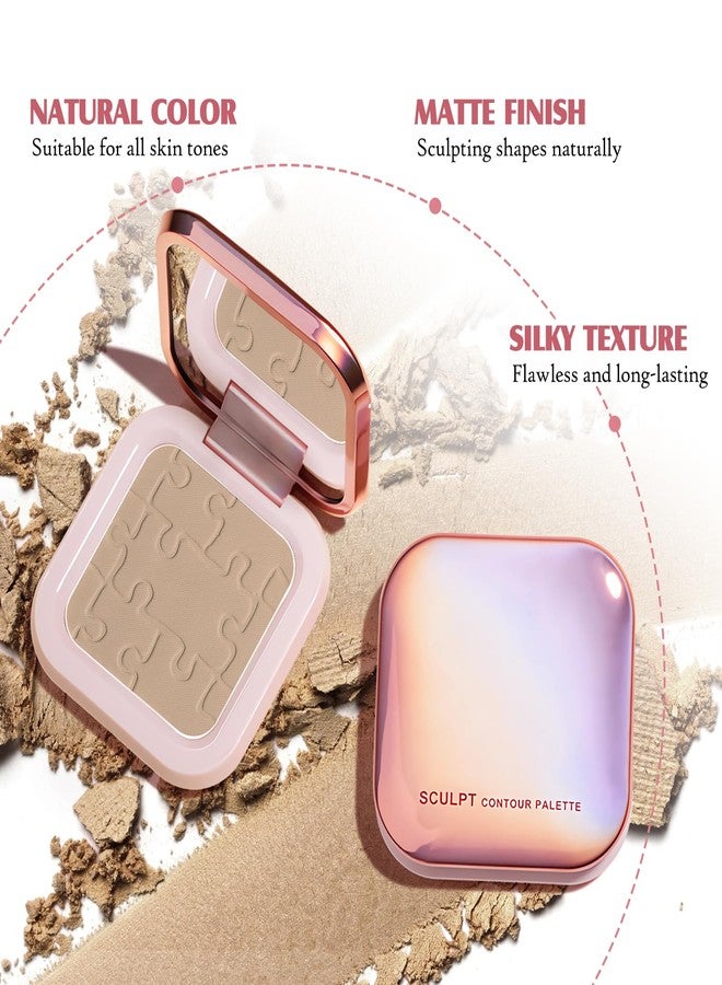 LSxia Cream Contour Powder Palette Kit with Brush & Mirror, Matte Bronzer Cool Toned Contour Powder Palette for Face Sculpting Makeup (#C03 Taupe) - Image 5