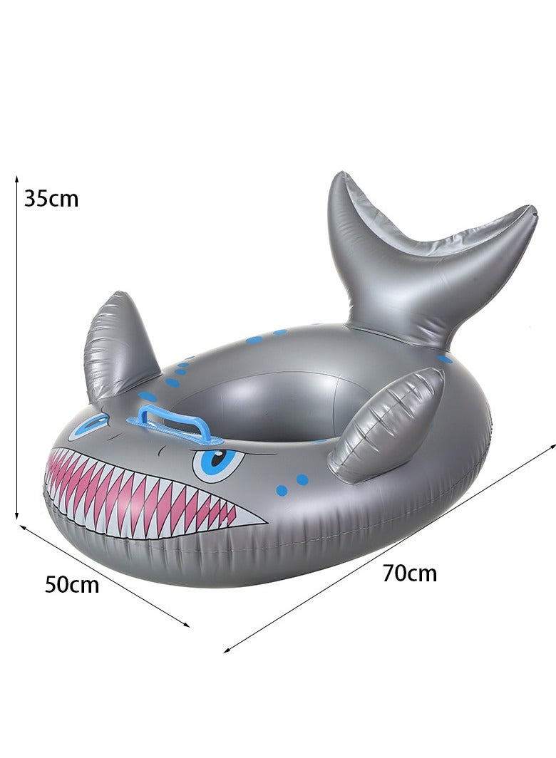 Goolsky 1pc Swim Ring Shark Inflatable Ride On Pool Toy Float - Rideable Blow Up Summer Beach Swimming Pool Toys - Pool Floaties Lounge for Summer - Image 1
