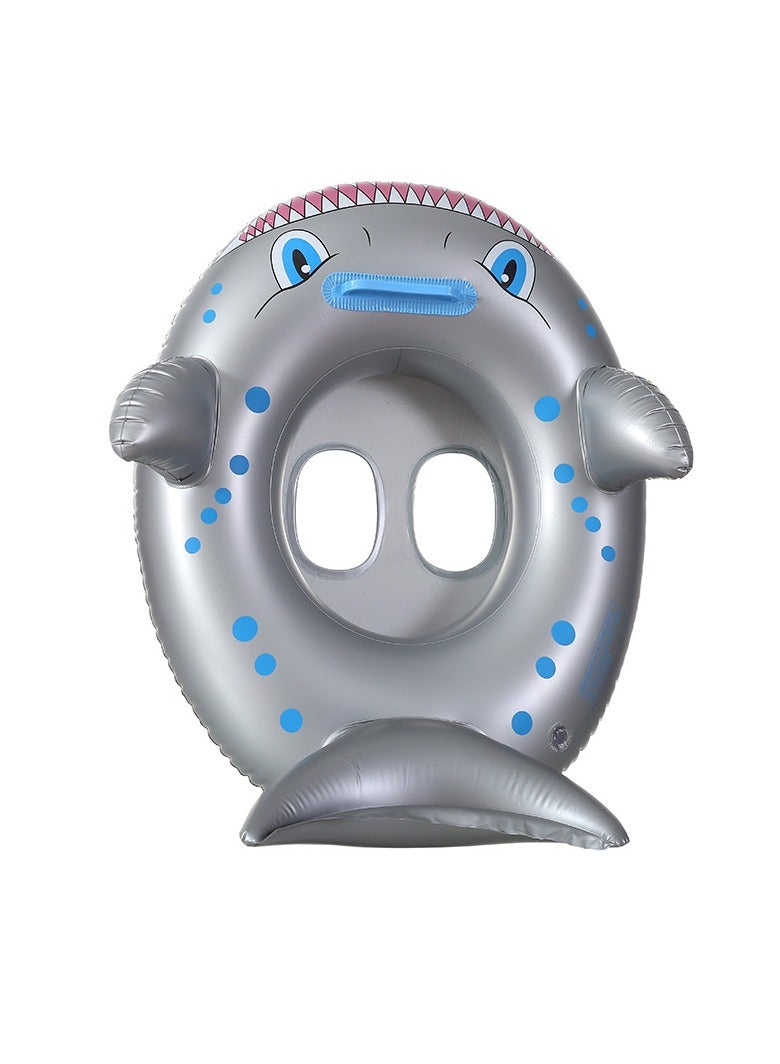 Goolsky 1pc Swim Ring Shark Inflatable Ride On Pool Toy Float - Rideable Blow Up Summer Beach Swimming Pool Toys - Pool Floaties Lounge for Summer - Image 2