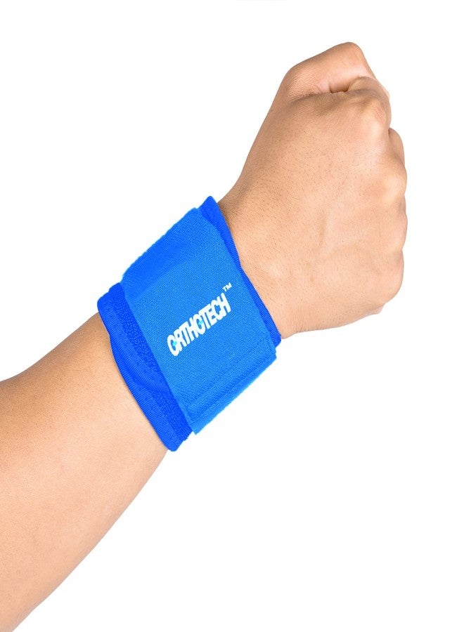 Orthotech Blue Wrist Support Wrap | Adjustable Compression Wrist Strap with Velcro Closure. (Blue) - Image 1